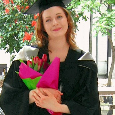 Joanna at her BA (Hons) graduation ceremony in 2008.